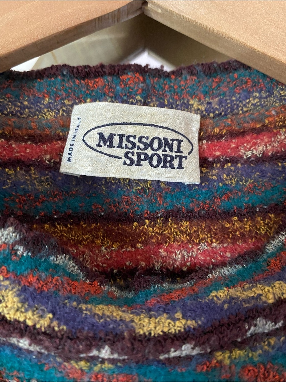 Vintage 90s Missoni Sport Multicolor Wave-Pattern Crewneck Cropped Boxy Sweater - Picture 7 of 14